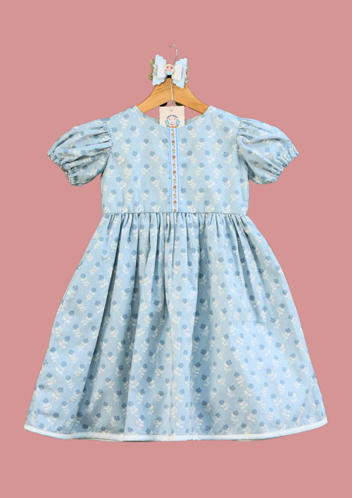 Blue and White Ditsy Floral Dress