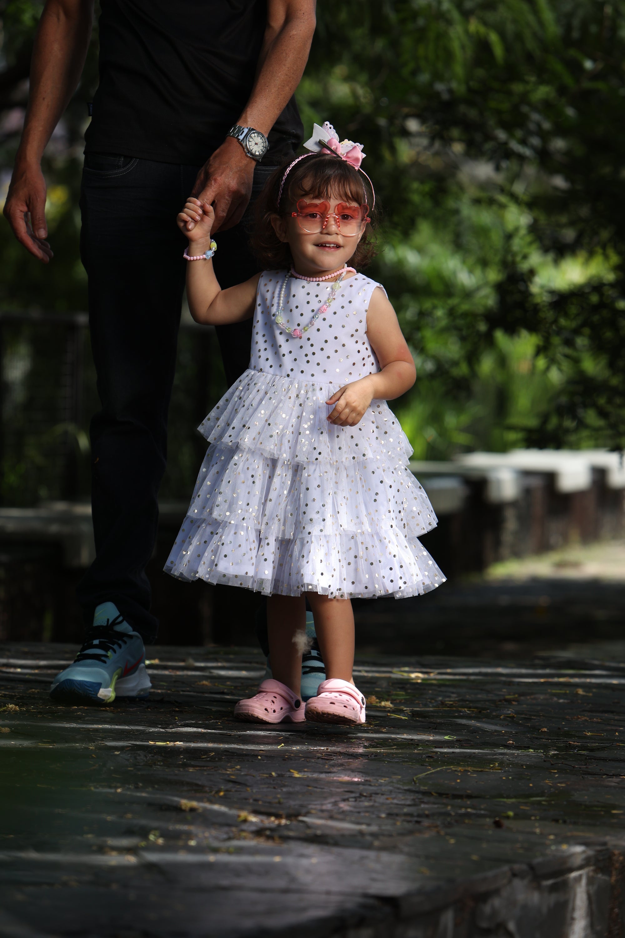 Golden polka-dot tulle