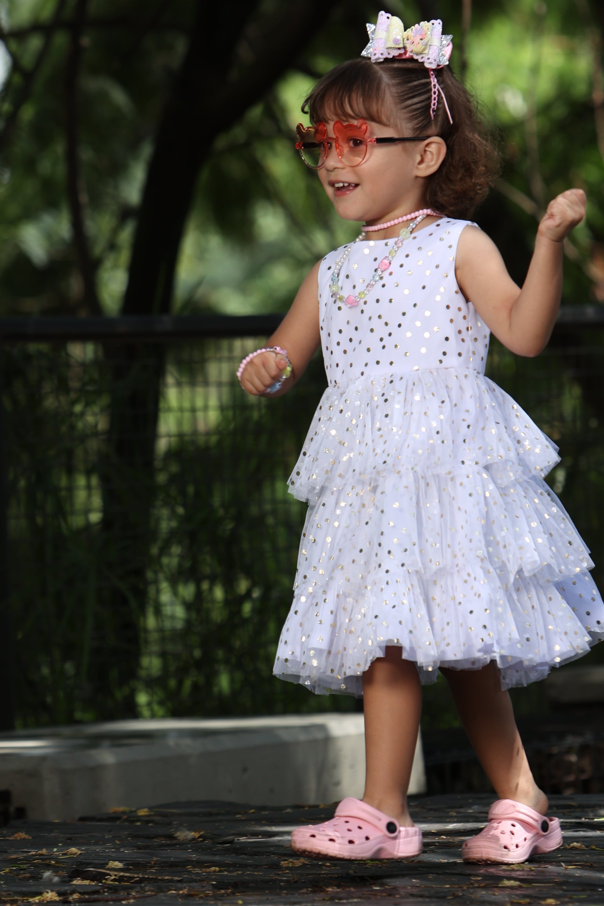 Golden polka-dot tulle