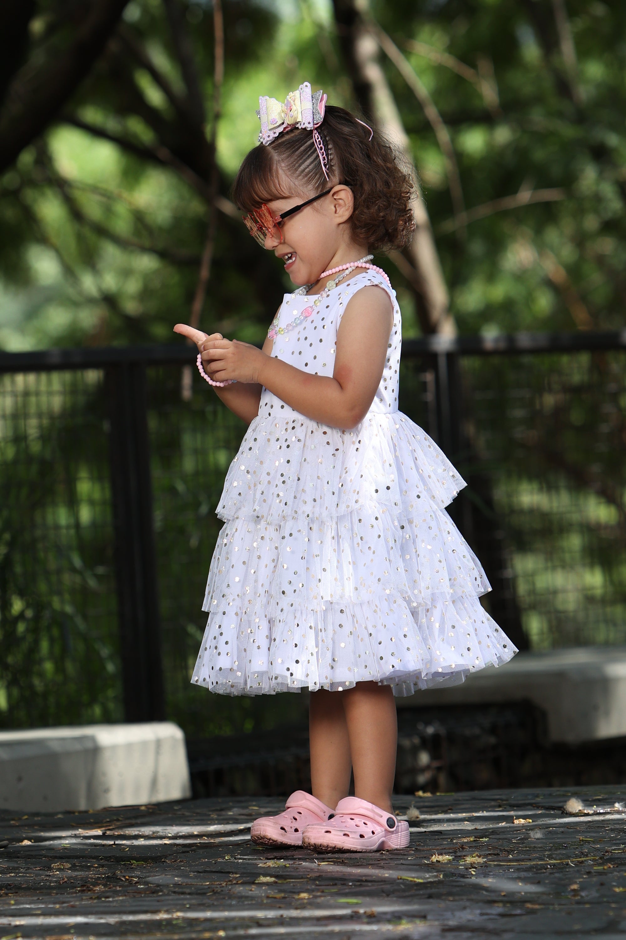 Golden polka-dot tulle